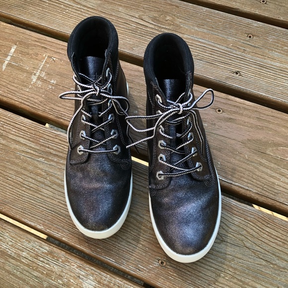 Timberland Black Metallic High Top Leather Sneaker - Picture 9 of 14